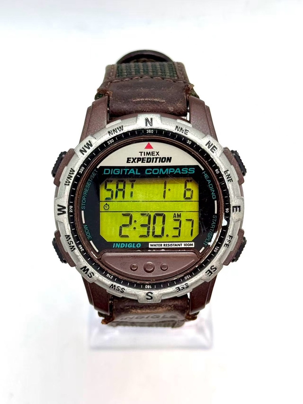 Vintage Timex Expedition Digital Compass Men Watch 42mm Indiglo New Battery Runs